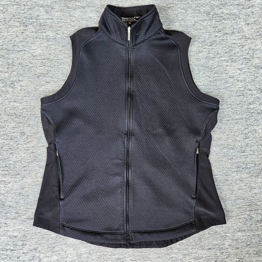 Nike Golf Vest Womens Large Black Therma-FIT Swift Full Zip Softshell Jacket